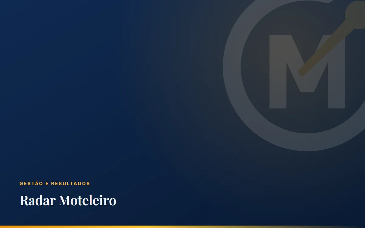 Arte do Radar Moteleiro com a marca do portal sobre fundo azul-marinho.